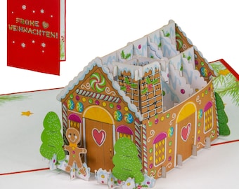 LINPopUp, biglietto pop-up natale, casa natale - pan di zenzero, biglietto natale 3d, buono regalo natale, casa pan di zenzero, N460