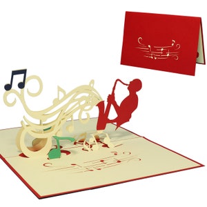 LIN17327, LINPopUp®, Pop Up Cards, Pop Up Birthday Cards, Pop Up Greeting Cards, Music, Concert, Saxophone, N220