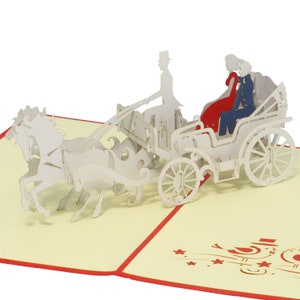 LIN17068, LINPoUp®, Biglietti POP-Up Matrimonio, Biglietti d'auguri Matrimonio, Biglietti d'auguri Matrimonio, Partecipazione di matrimonio, Carrozza, N84