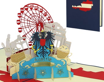LIN17355, LINPopUp®, Pop Up Cards Austria Vienna, POP UP Cards Birthday, Greeting Cards Travel Voucher, Vienna Skyline, N236