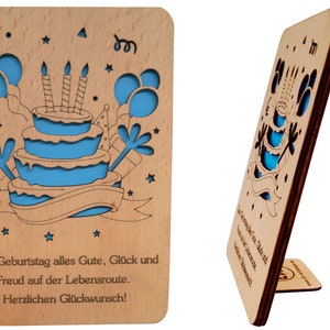 LIN17373, LINPopUp®, Wooden Cards, Birthday Greeting Cards with Sayings for Birthday, Birthday Cake, N600