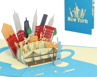 LIN17604, LINPopUp®, 3D POP UP Card NewYork, Travel Voucher, Birthday Card, Folding Card, City Map City Break New York America USA, N717