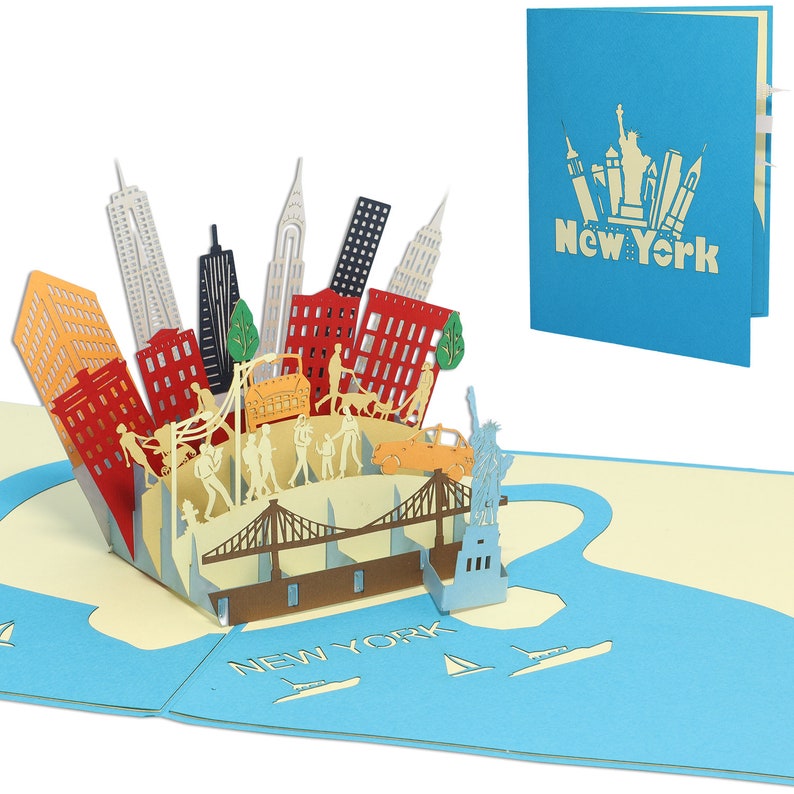 LIN17604, LINPopUp®, 3D POP UP Card NewYork, Travel Voucher, Birthday Card, Folding Card, City Map City Break New York America USA, N717 image 1