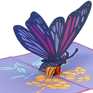 LIN17658, LINPopUp®, Pop Up Card Butterfly, Birthday, 3D Cards Nature, Birthday Cards, Mother's Day Cards, Butterfly, Purple, N384