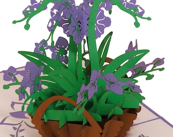 LIN17616, LINPopUp®, carte pop-up, anniversaire, carte pop-up fleurs, carte de fête des mères, carte de voeux 3D fleur, chèque-cadeau, orchidée, N359