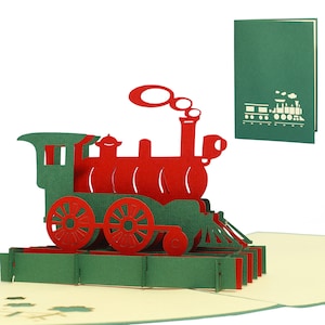 LIN17182, LINPopUp®, Biglietto d'auguri POP UP 3D Treno, Biglietto Pop UP Locomotiva, Biglietto di compleanno, N152