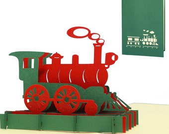 LIN17182, LINPopUp®, 3D POP UP Greeting Card Train, Pop UP Card Locomotive, Birthday Card, N152