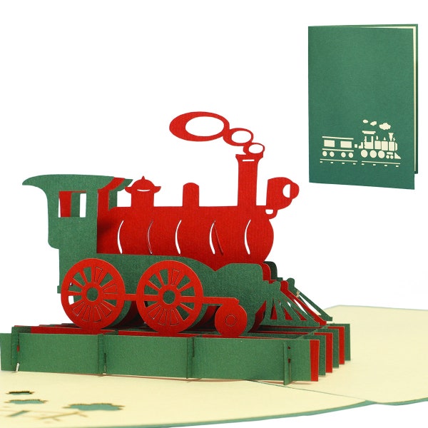 LIN17182, LINPopUp®, 3D POP UP Grußkarte Zug, Pop UP Karte Lokomotive, Geburtstagskarte, N152