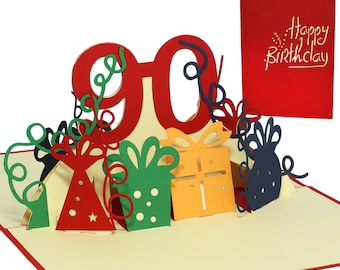 LIN17351, LINPopUp®, Pop Up Cards, Greeting Cards 90th Birthday, Pop Up Birthday Cards, Greeting Cards, Greeting Cards, 90 Years, N232
