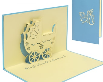 LIN17202, LINPopUp®, LIN POP-Up cards birth, greeting cards birth, greeting cards birth, pop up card baby, birth boy, N92
