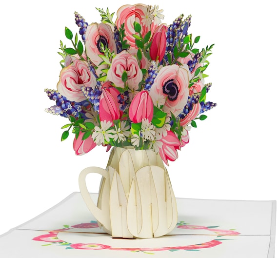 LIN17767, LINPopUp®, Pop Up Card Flowers, Bouquet Pop-Up, Greeting Cards, Folded Card, Mother's Day Card, Paper Flowers, N507