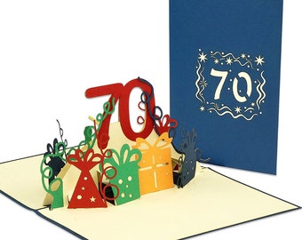 LIN17271, LINPopUp®, POP UP Card, 3D Birthday Card for 70th Birthday - Anniversary Card - Congratulations Card, N25