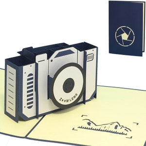 LINPopUp® Pop - Up Birthday Card, regalo di compleanno Macchina fotografica, biglietto pieghevole Compleanno, biglietti di auguri 3D, fotografi, LIN17570, N319