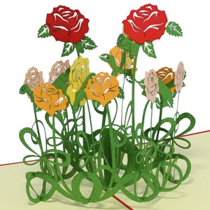 LIN17352, LINPopUp®, Pop Up Karte Blumen, Geburtstagskarte, Blumenstrauß, Grußkarten Blumen, Klappkarten Blumen, Geburtstag, Rosen, N233