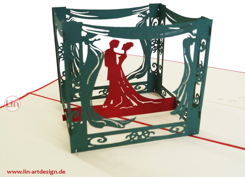 Hochzeitskarte Pop Up 3D Karte N83 LIN17060 Valentinskarte