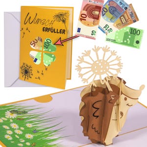 LINPOPUP® Wunschfüller Geldgeschenkkarte, Pop-Up Karte Geburtstag Geldgeschenk, Geldscheinverpackung mit Umschlag, Geschenke, LIN17861, G3
