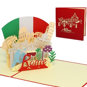 LIN17630, LINPopUp®, Pop Up carte Rome, Italie bon de voyage, Italie, anniversaire, bon cadeau city trip cartes de vœux Rome, N363