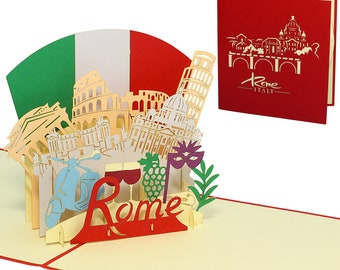 LINPopUp® Pop - Up Card Rome, Italy Travel Voucher, Birthday Gift Voucher City Trip Greeting 3D Cards , LIN17630, N363