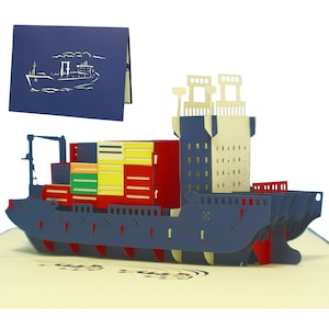 LIN17354, LINPopUp®, Cartes Pop Up, Cartes d'anniversaire Pop Up, Cartes de vœux, Bon de voyage, Cartes 3D, Cartes de vœux, Cargo, N235