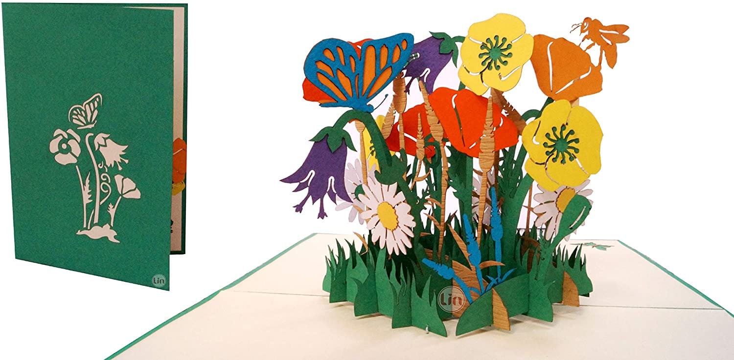 Glückwunschkarte Pop-up Karten 3D-Klappkarten Blumenstrauss Grußkarte, 