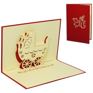 LIN17302, LINPopUp®, LIN Cartes Pop-Up Naissance, Cartes de Voeux, Carte Pop Up Bébé, Carte Naissance, Naissance Fille, N93