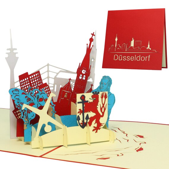 LIN17353, LINPopUp®, POP UP Cards "Düsseldorf", 3D Cards Düsseldorf, Birthday Card Düsseldorf Fans, Travel Voucher "Düsseldorf",N234