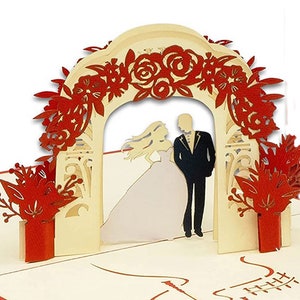 LIN17536, LINPopUp®, POP-Up Karten Hochzeit, Glückwunschkarten Hochzeit, Grußkarten Hochzeit, Hochzeit, Hochzeitskarte, Rosoentor, N290