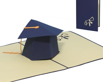 LIN17119, LINPopUp®, carte 3D pop-up, carte d’anniversaire, carte de félicitations, examen réussi, diplôme, chapeau de doctorat, N29