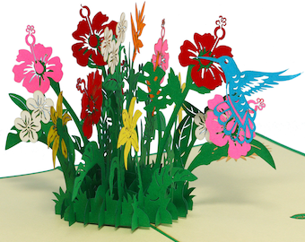 LIN17647, LINPopUp®, POP Up Cards Flowers, Pop Up Card, Greeting Flowers, Folding Cards Flowers, Pop Up Card Birthday, Wild Flowers, N375