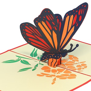 LIN17655, LINPopUp®, Carte pop-up papillon, Anniversaire, Cartes 3D Nature, Cartes d'anniversaire, Cartes de fête des Mères, Papillon, Rouge, N381