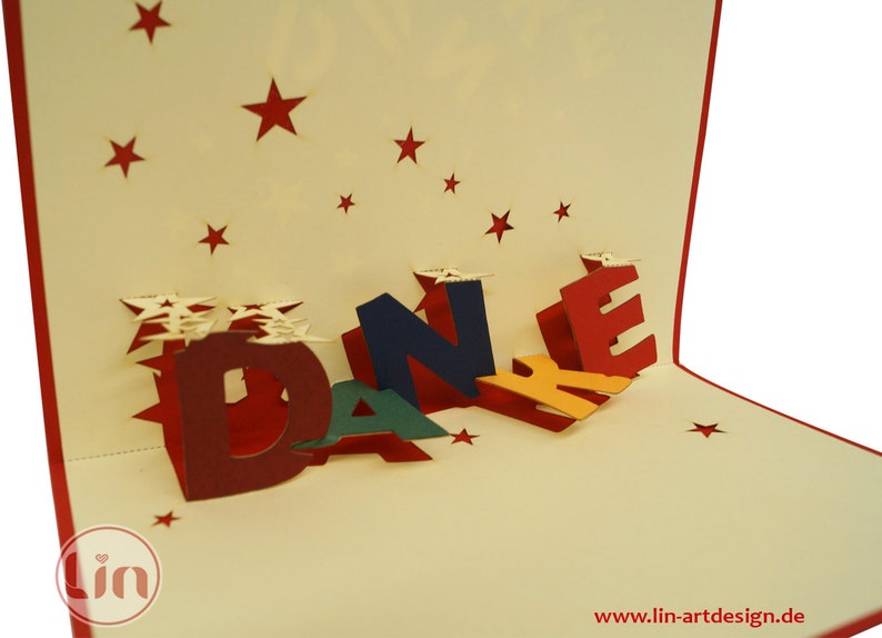 Pop Up 3D Karte Gl\u00fcckwunschkarte Danksagung N30 LIN17719