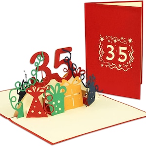 LIN17640, LINPopUp®, POP UP-kaart - 3D-verjaardagskaart voor 35e verjaardag, wenskaart - verrassingsvouwkaart, N372