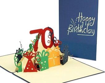LIN17271, LINPopUp®, carte POP UP, carte anniversaire 3D pour les 70 ans - carte anniversaire - carte de félicitations, N25