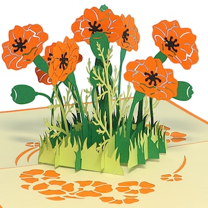 LIN17600, LINPopUp®, POP Up Cards Flowers, Bouquet, Greeting Cards Flowers, Folded Cards Flowers, Pop Up Card Birthday, Poppies, N354