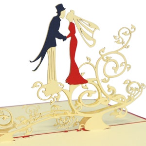 LIN17067, LINPopUp®, Cartes pop-up de mariage, Cartes de voeux de mariage, Cartes de voeux, Cartes pliées de mariage, Carte de mariage, Couple, N81