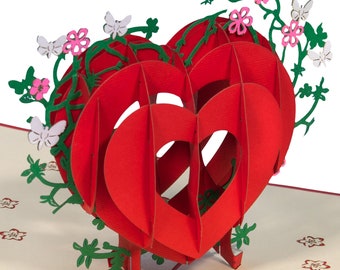 Pop-Up Karte Liebe – Valentinstag, 3D Herz Karte, Geburtstagskarte, Glückwunschkarte mit Herz - Liebeskarte, Herzkarte, LINPOPUP® 17832, N6