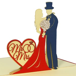 LIN17555, LINPopUp®, POP-Up Karten Hochzeit, Glückwunschkarten, Grußkarten Hochzeit, Klappkarten Hochzeit, Hochzeitskarte, Mr. & Mrs, N311