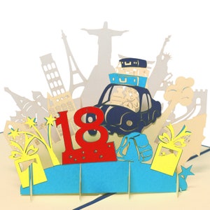 LIN17257, LINPopUp®, Cartes Pop Up, Cartes de vœux pour le 18e anniversaire, Cartes d'anniversaire, Carte de vœux, 18e anniversaire, N16
