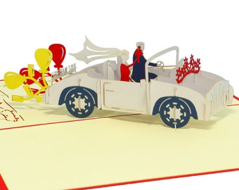 LIN17383, LINPopUp®, POP-Up Card Wedding, Greeting Card Wedding, Folded Card Wedding, Wedding Card, Wedding Car, N256