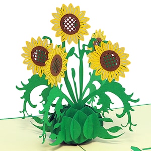LIN17576, LINPoUp®, Cartoline POP Up Fiori, Bouquet di carte pop up, Biglietti d'auguri fiori, Biglietti pieghevoli Fiori, Compleanno, Girasole, N335