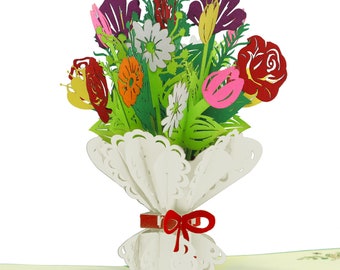 LIN17768, LINPopUp®, Pop Up Card Flowers, Flower Cards, Bouquet Pop-Up, Greeting Cards, Birthday Card, Bouquet, N508