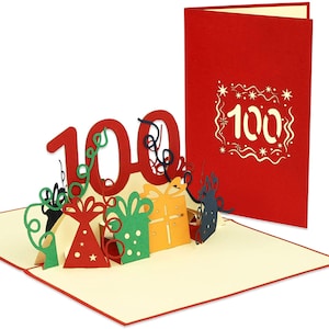 LIN17598, LINPopUp®, POP UP Card - 3D 100th Birthday Card - Anniversary Card - Congratulations Card - N352