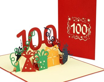 LIN17598, LINPopUp®, POP UP Card - 3D 100th Birthday Card - Anniversary Card - Congratulations Card - N352