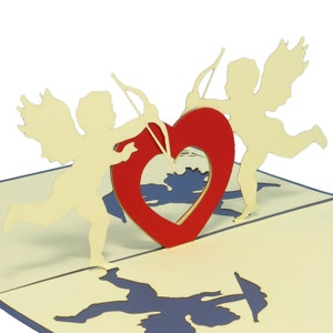 LIN17004, LINPopUp®, Tarjetas POP Up San Valentín, Tarjeta Pop Up Amor, Boda, Tarjetas Plegadas San Valentín, Regalo Dinero, Cupido, N66