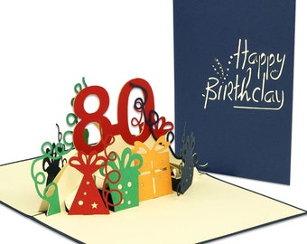 LIN17267, LINPopUp®, POP UP Card 3D Greeting Card Birthday Card 80th Birthday, N209