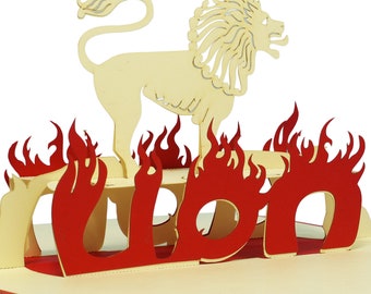 LIN17281, LINPopUp®, tarjeta de felicitación 3D POP UP, incluye sobre "León", N200