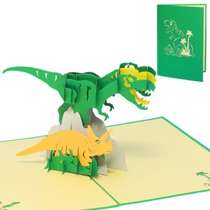 LIN17538, LINPopUp®, pop-up 3D-kaart dieren, pop-up verjaardagskaart kinderen, pop-up kaart dinosaurussen, 3D-kaart dinosaurussen, N292