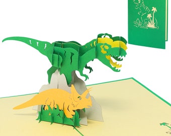 LIN17538, LINPopUp®, Cartes pop-up 3D animaux, Cartes pop-up d'anniversaire pour enfants, Cartes pop-up dinosaures, Cartes 3D Dinosaures, N292