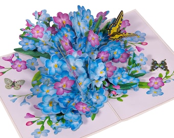 Carte pop-up fleur, carte de vœux papillon, carte d'anniversaire, carte fleur 3D, bon rétablissement, bon jardin, LINPopUp, LIN17859, N179
