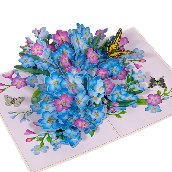 Carte pop-up fleur, carte de vœux papillon, carte d'anniversaire, carte fleur 3D, bon rétablissement, bon jardin, LINPopUp, LIN17859, N179